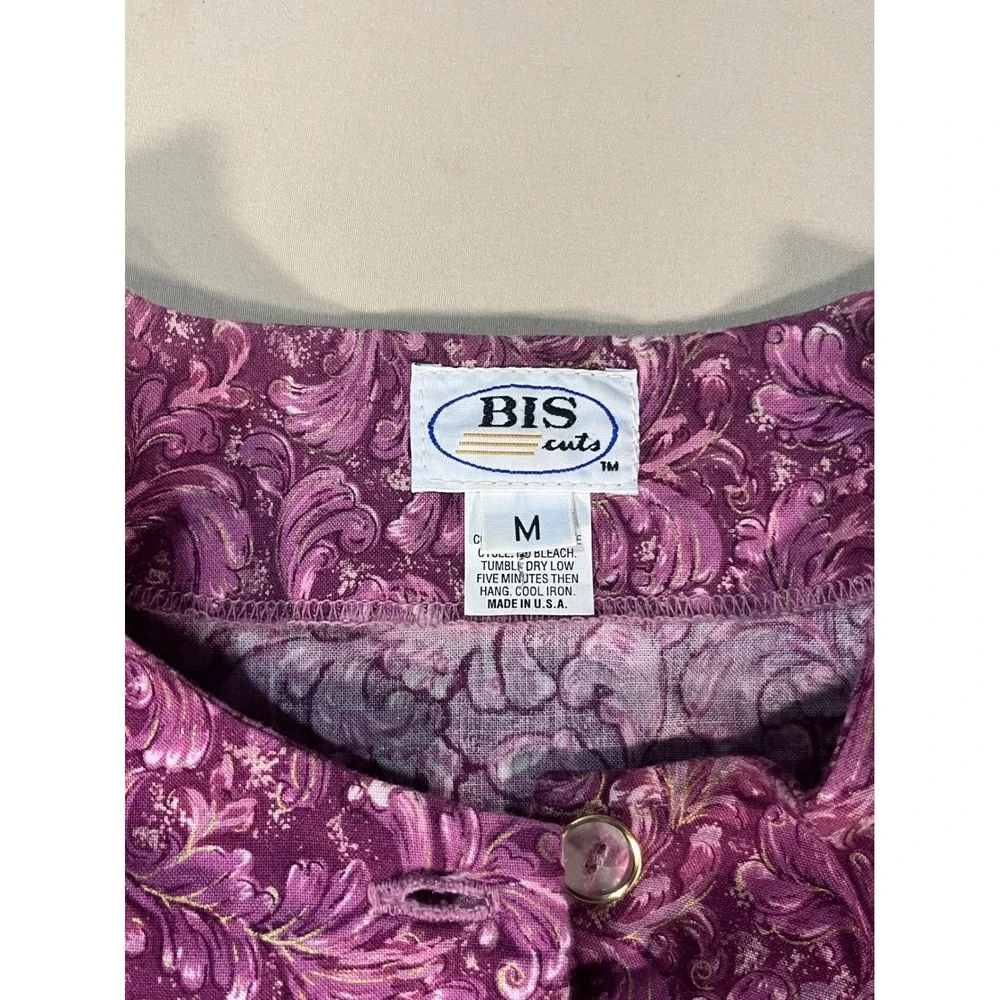 BIS Cuts Purple Paisley Gold Metallic Skirt Set Jacket Midi Skirt Womens Medium